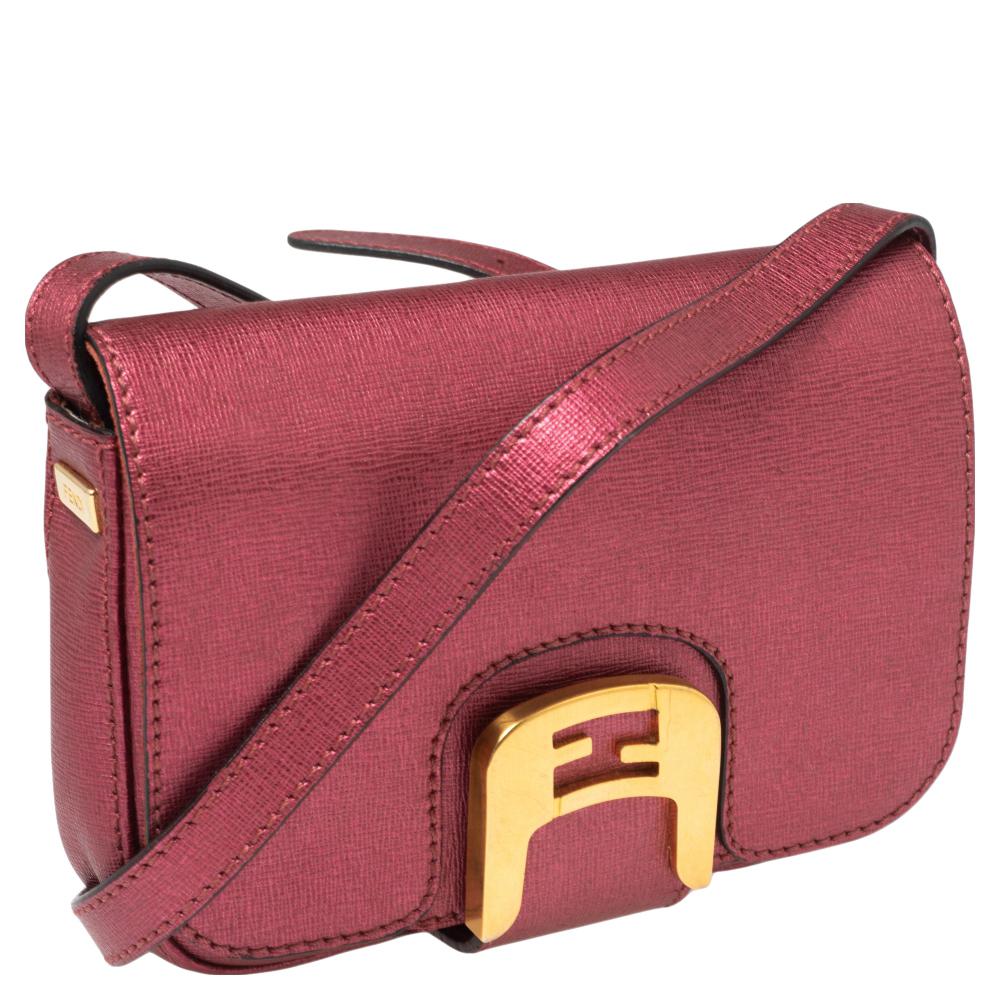 Metallic Leather Fendi Crossbody Bag