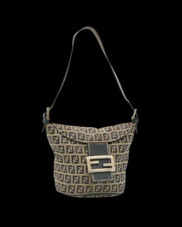 Navy Canvas Fendi Shoulder Bag