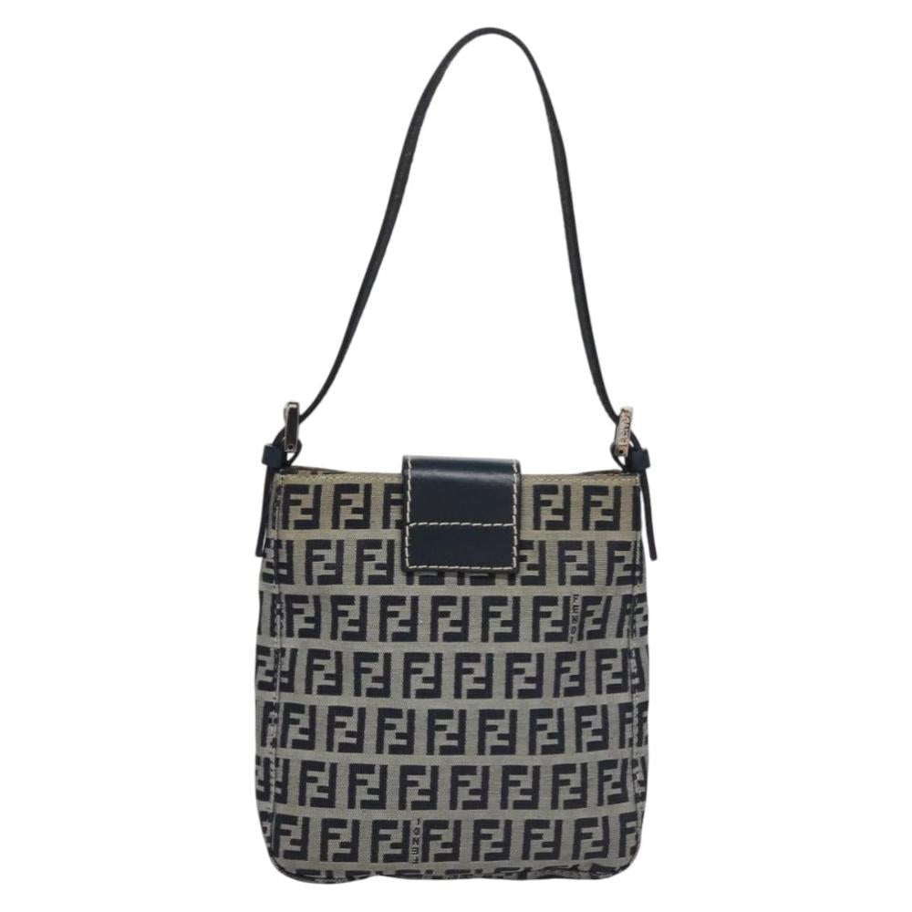 Navy Canvas Fendi Shoulder Bag