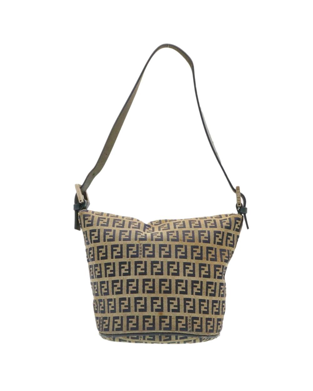 Navy Canvas Fendi Shoulder Bag