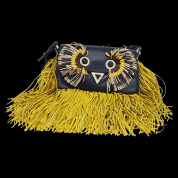 Navy Leather Fendi Shoulder Bag