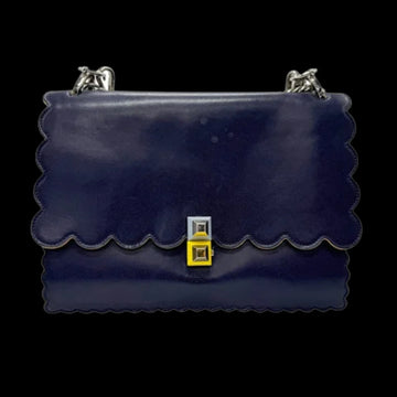 Navy Leather Fendi Shoulder Bag