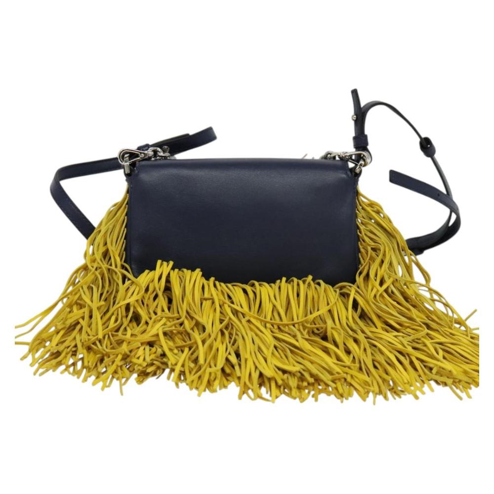 Navy Leather Fendi Shoulder Bag