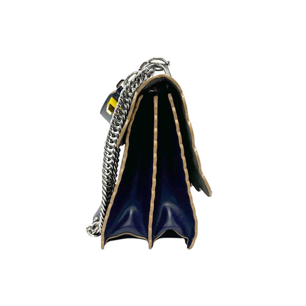 Navy Leather Fendi Shoulder Bag
