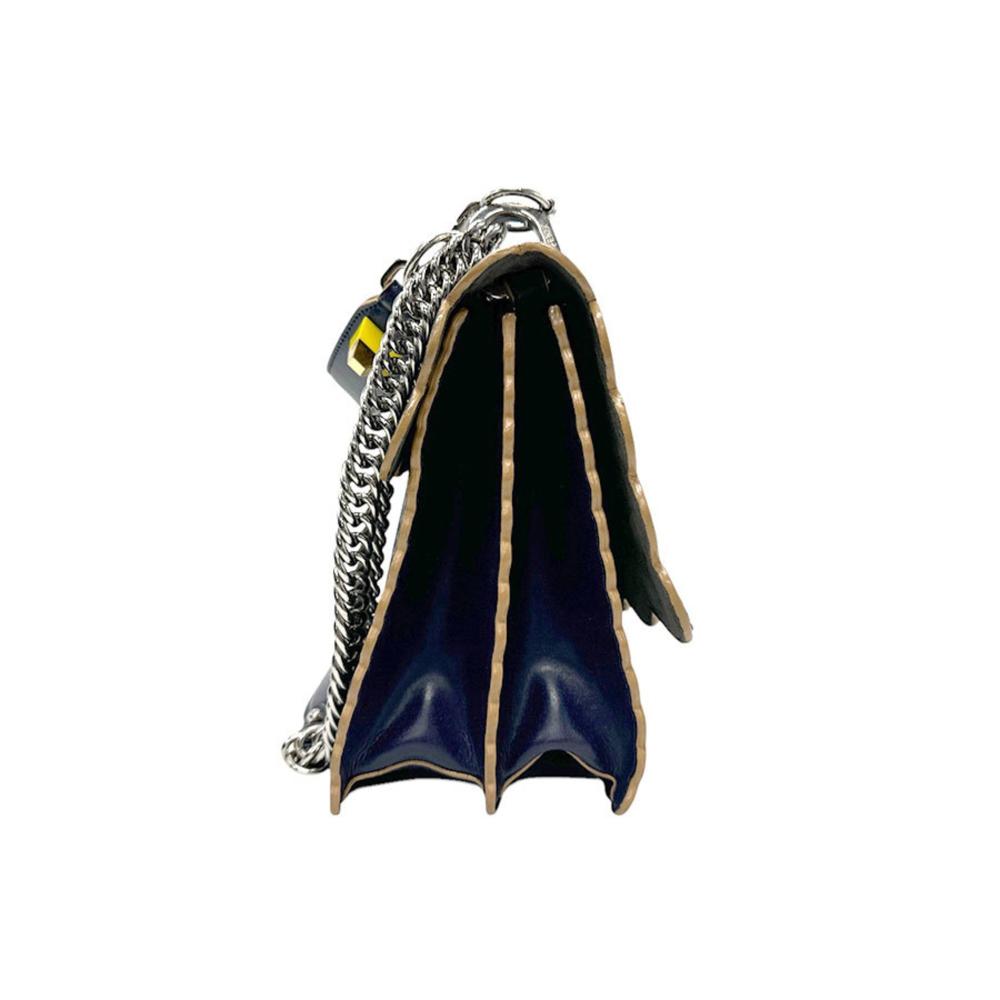 Navy Leather Fendi Shoulder Bag