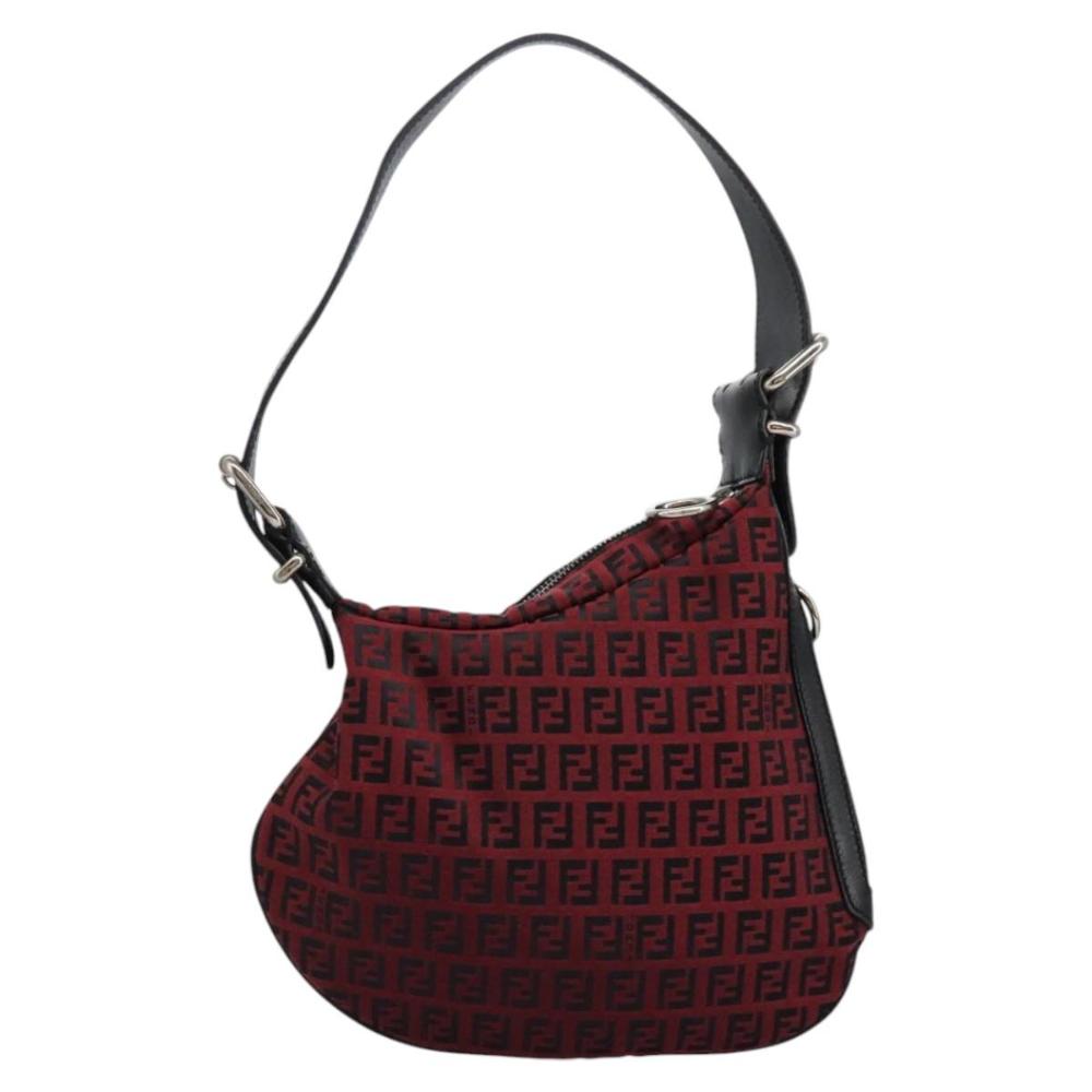 Red Canvas Fendi Shoulder Bag