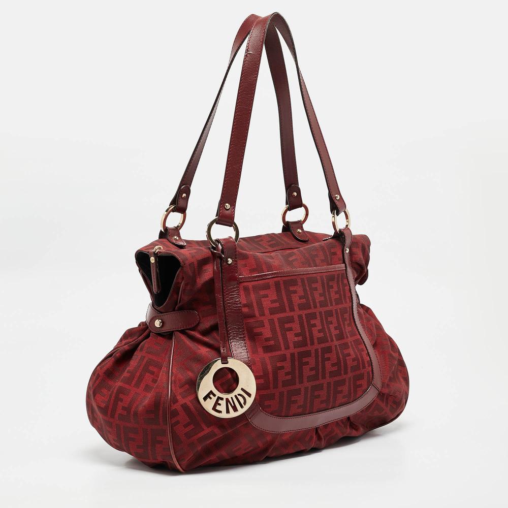 Red Canvas Fendi Shoulder Bag