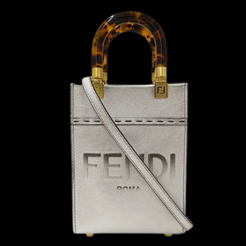 Silver Leather Fendi Shoulder Bag