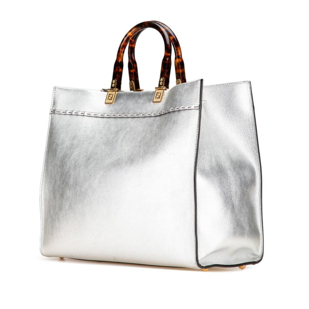 Silver Leather Fendi Tote