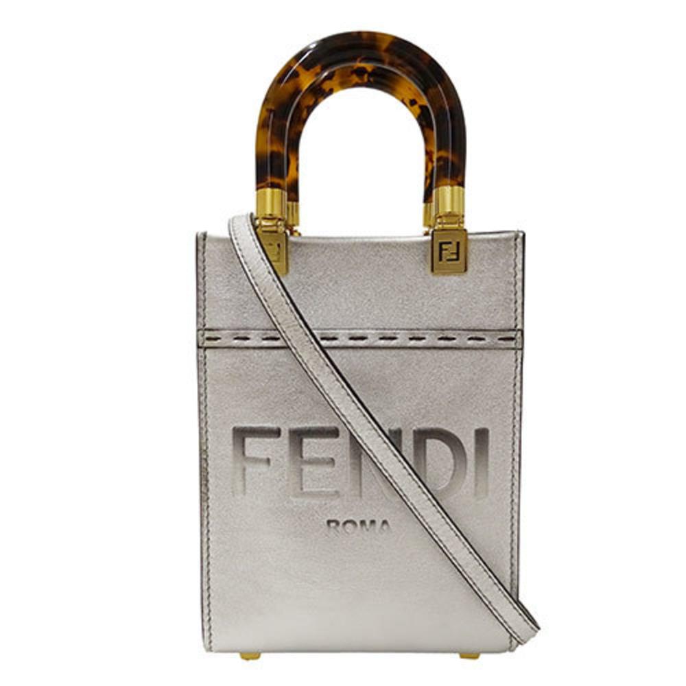 Silver Leather Fendi Shoulder Bag