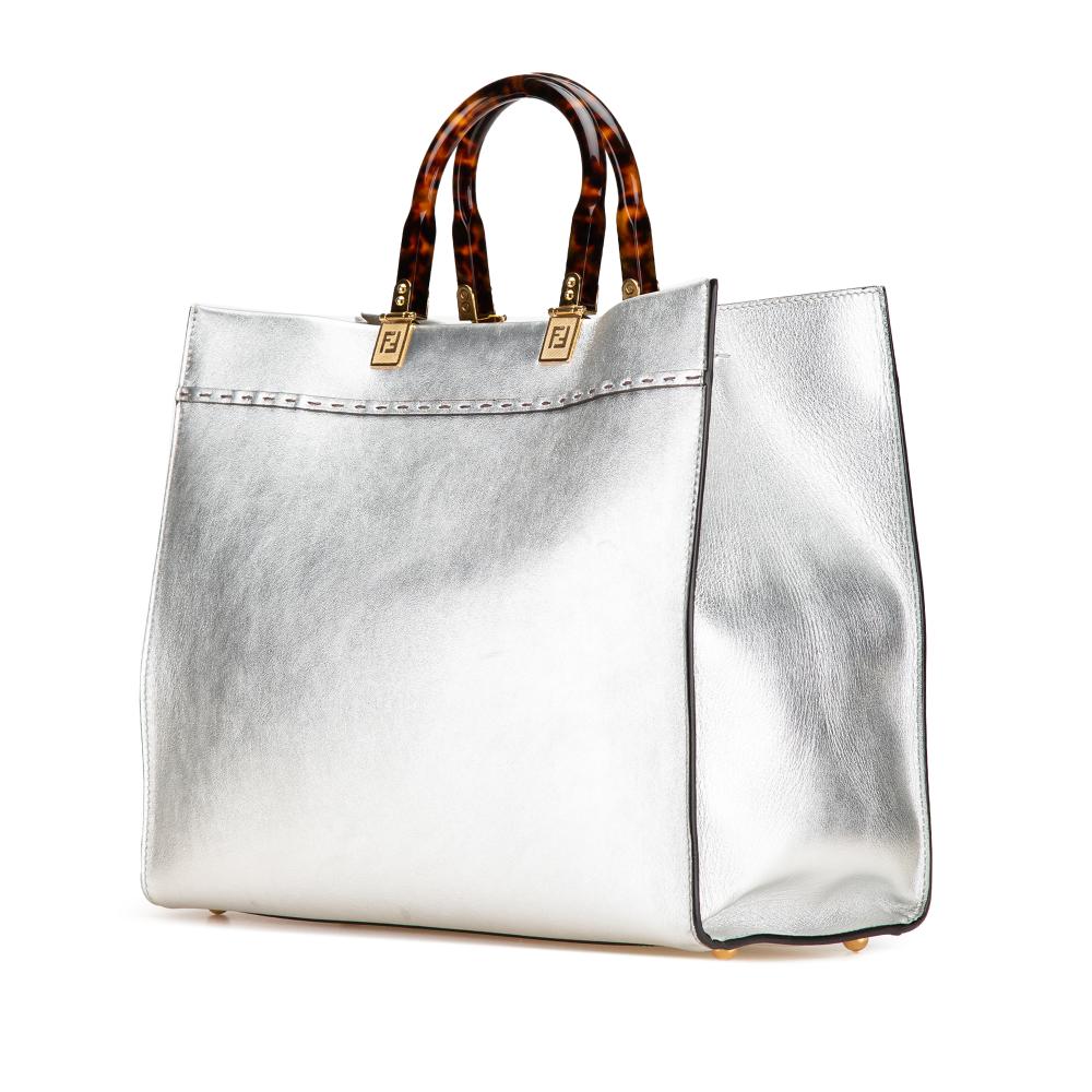 Silver Leather Fendi Tote