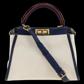 White Canvas Fendi Peekaboo