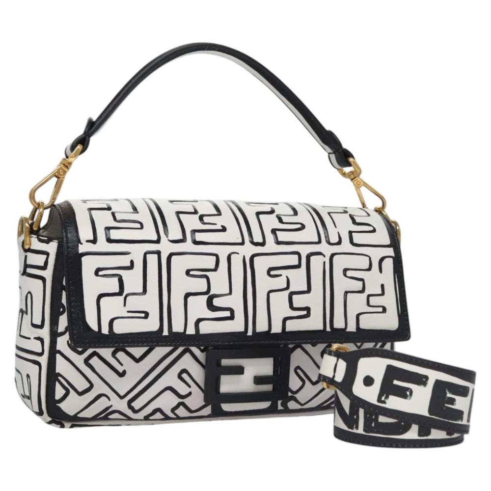 White Canvas Fendi Shoulder Bag