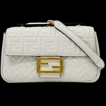 White Leather Fendi Baguette