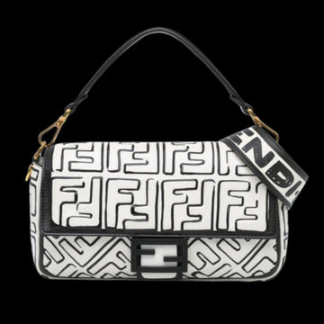 White Leather Fendi Baguette