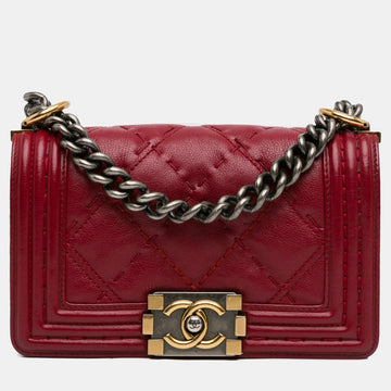 Small Grained Calfskin Boy Double Stitch Flap
