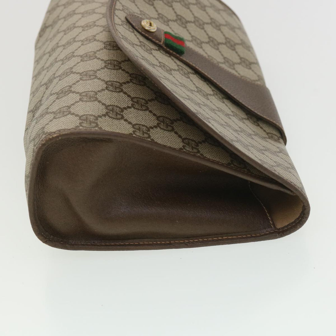 GUCCI VS Canvas Web Sherry Line Clutch Bag Beige Red 156.01.031  fm2132