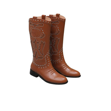 VS WOMEN'S BOOT WITH DOUBLE G AND STUDS BROWN