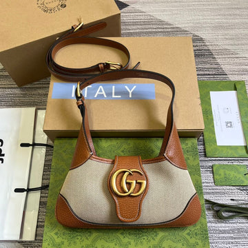VS735106 Aphrodite subaxillary bag 27cm Brown canvas cowhide