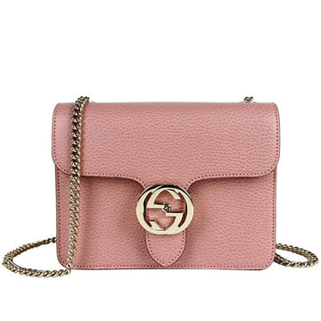 Soft Pink Leather Interlocking G Chain Crossbody Bag