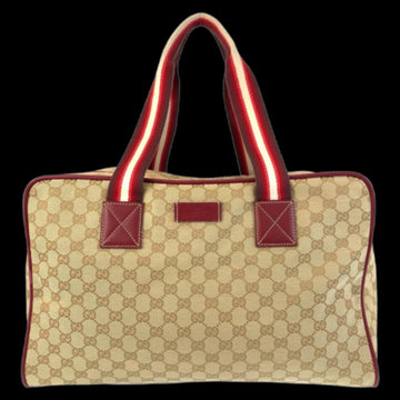 Beige Canvas Gucci Boston Bag