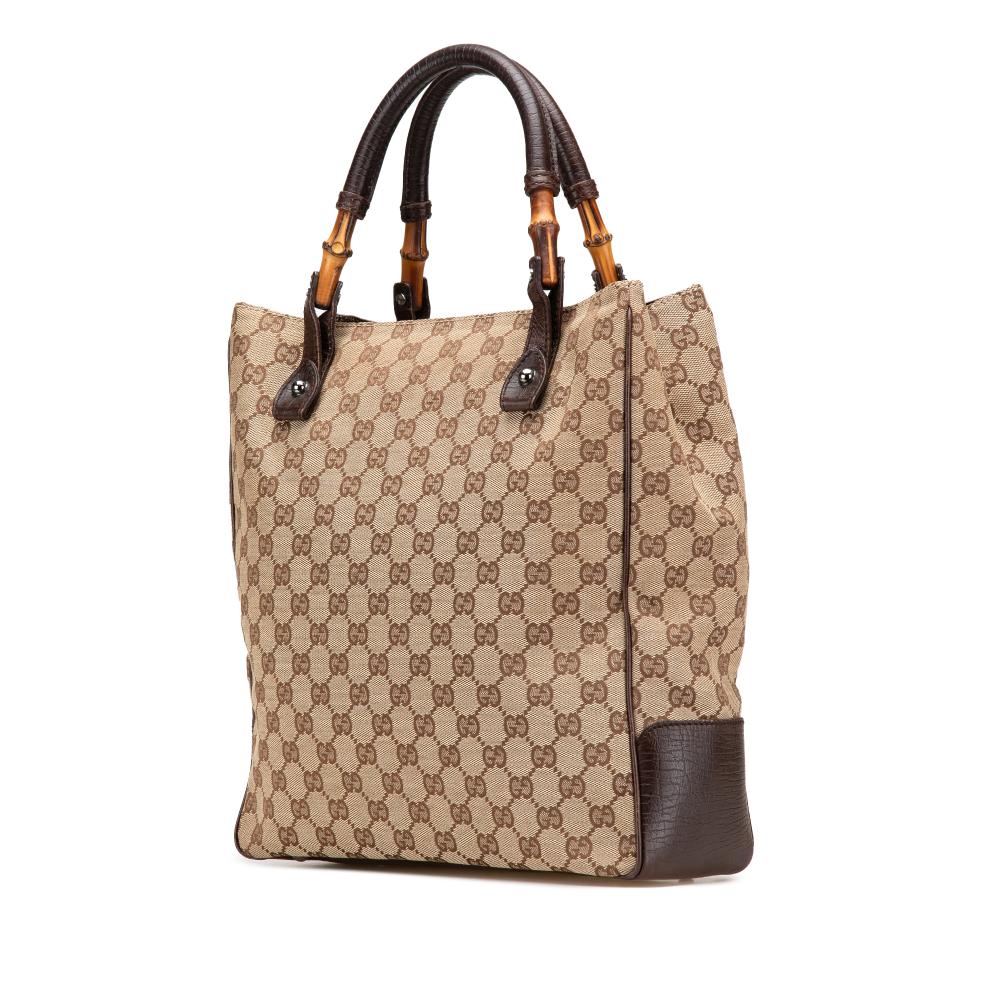 Beige Canvas Gucci Bamboo