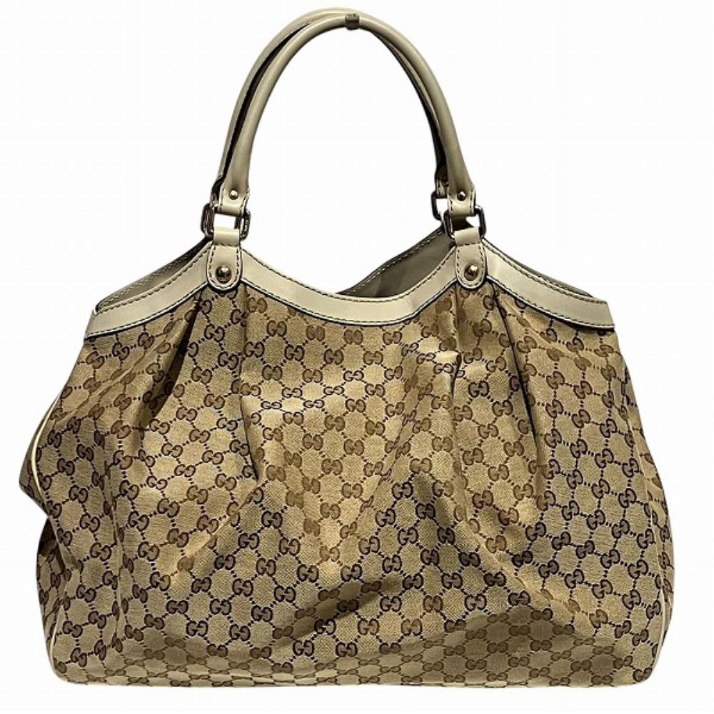 Beige Canvas Gucci Shoulder Bag