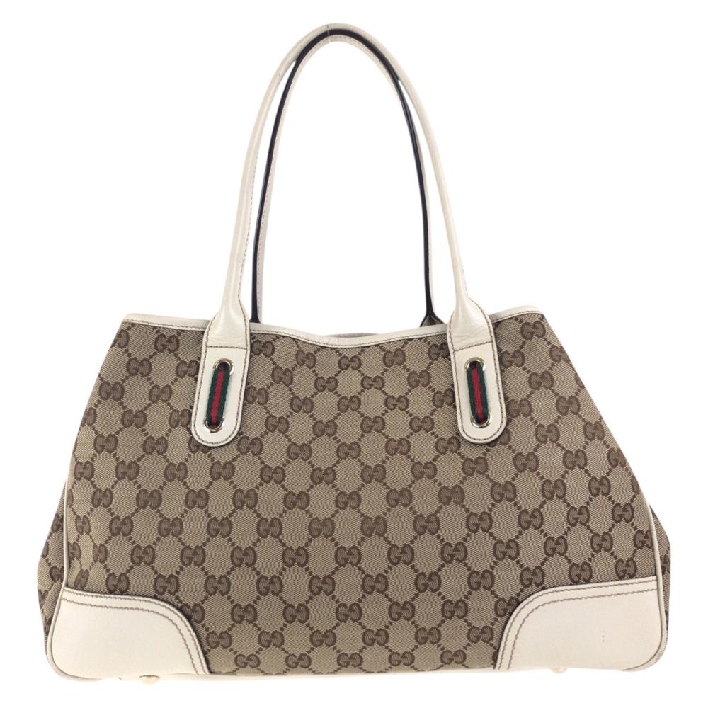 Beige Canvas Gucci Shoulder Bag