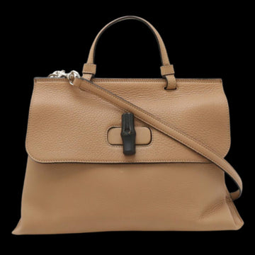 Beige Leather Gucci Bamboo
