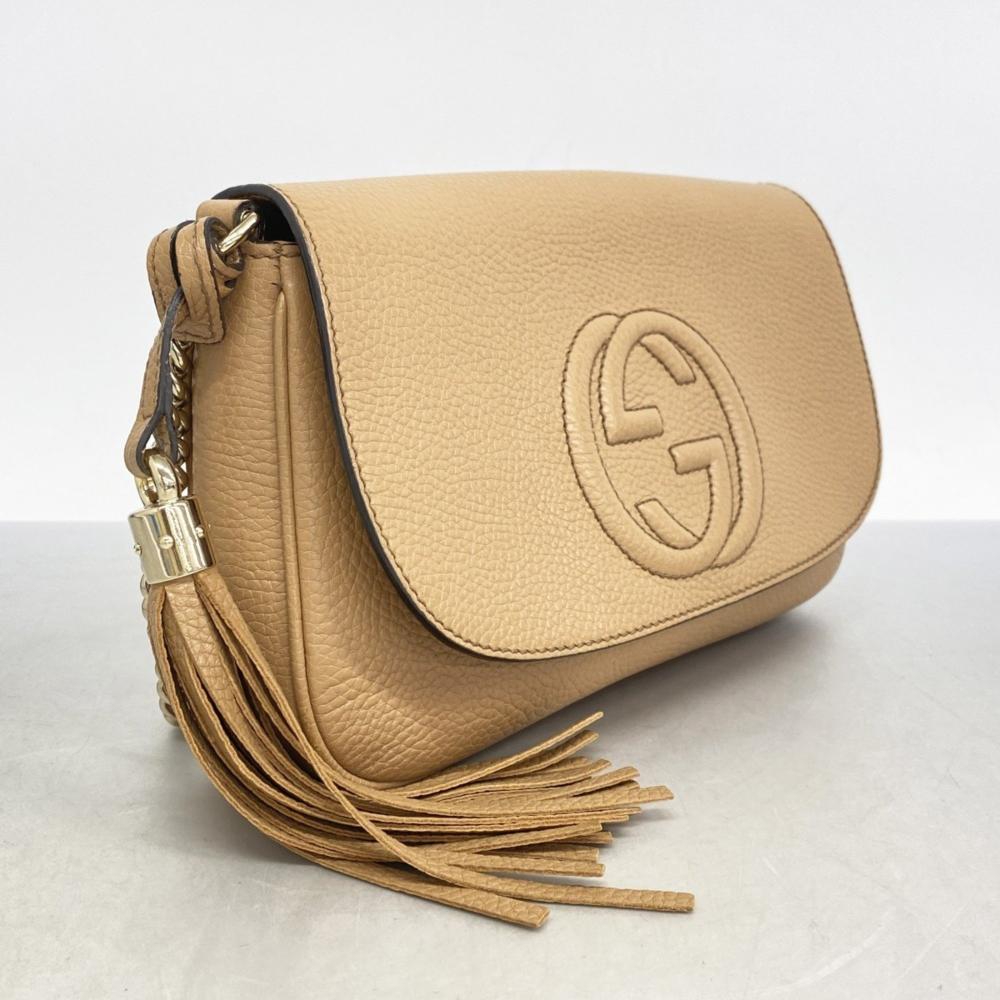Beige Leather Gucci Shoulder Bag