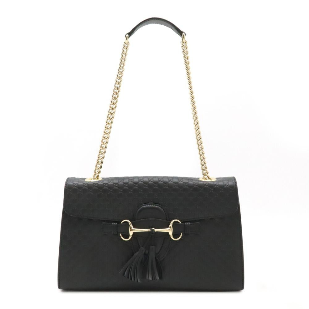 Black Leather Gucci Shoulder Bag