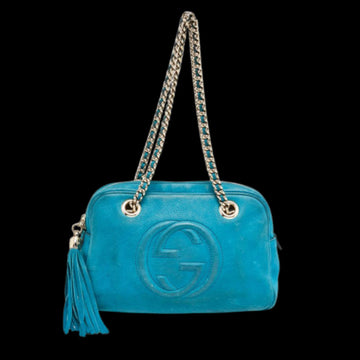 Blue Canvas Gucci Shoulder Bag