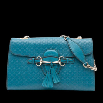 Blue Leather Gucci Shoulder Bag