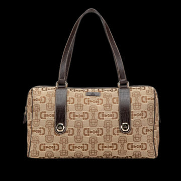 Brown Canvas Gucci Boston Bag