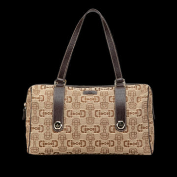 Brown Canvas Gucci Boston Bag