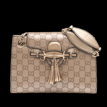 Gold Leather Gucci Shoulder Bag