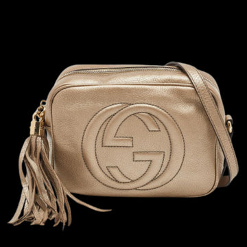 Gold Leather Gucci Shoulder Bag