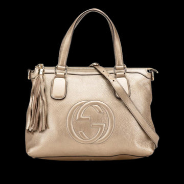 Gold Leather Gucci Shoulder Bag