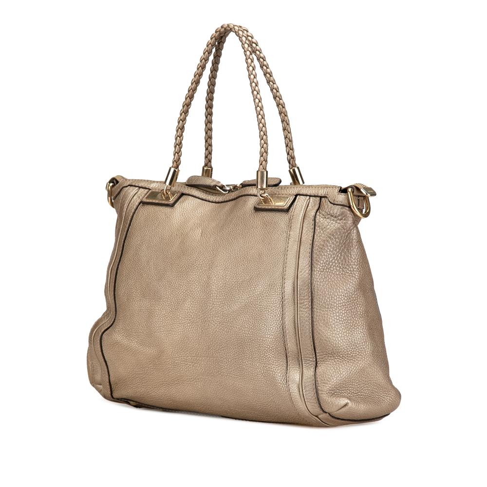 Gold Leather Gucci Shoulder Bag