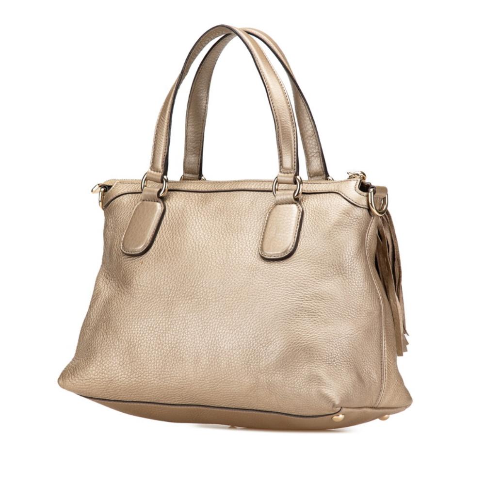Gold Leather Gucci Shoulder Bag