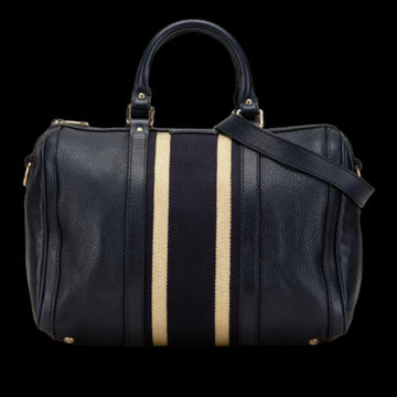 Navy Leather Gucci Boston Bag