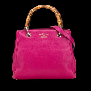 Pink Leather Gucci Bamboo