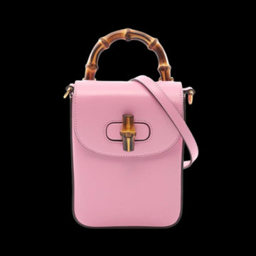 Pink Leather Gucci Bamboo