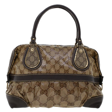 GUCCI VS Canvas Hand Bag Coated Canvas Beige Dark Brown 223962  hk739