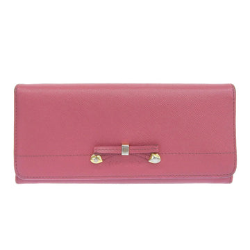 PRADA Long Wallet Purse 1M1132 Safiano pink ribbon Women Used