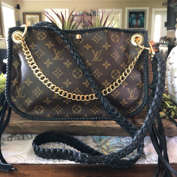 The Peacock -VS Monogram Hobo Crossbody in Black - Brass Hardware