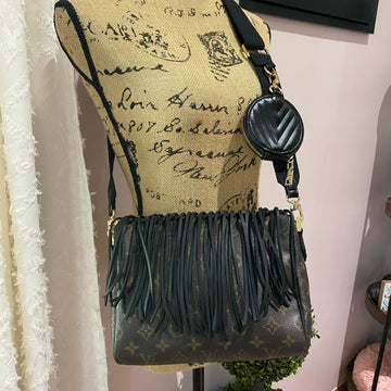 The Partridge -CS Monogram in Black Fringe Crossbody Bag
