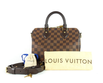 Louis Vuitto Speedy 25 Bandouliére Damier Ebène Canvas Handbag