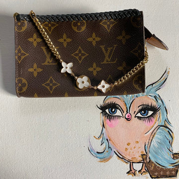 The Junco -CS Monogram in Black Wristlet