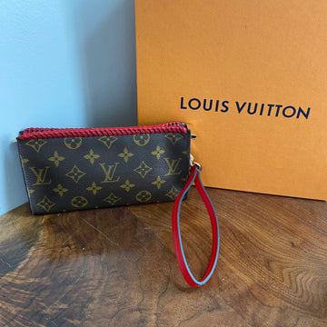 The Junco -CS Monogram Wristlet in Red